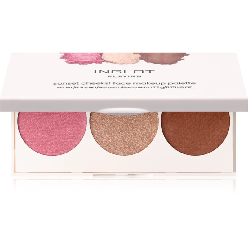 Inglot Face Palette rozjasňovač bronzer a tvářenka odstín GLOWOW 7.2 g