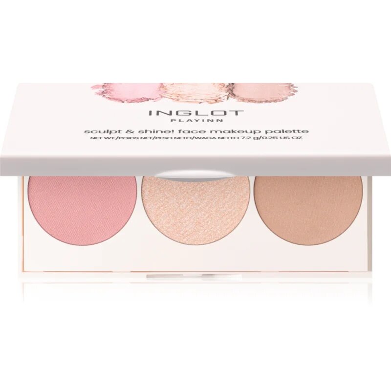 Inglot Face Palette rozjasňovač bronzer a tvářenka odstín Good Mood 7.2 g