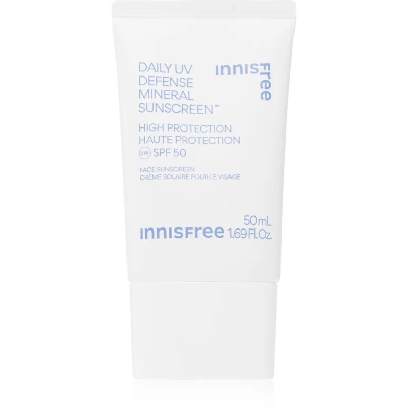 innisfree Daily UV Defense Mineral Sunscreen minerální ochranný fluid na obličej SPF 50 50 ml