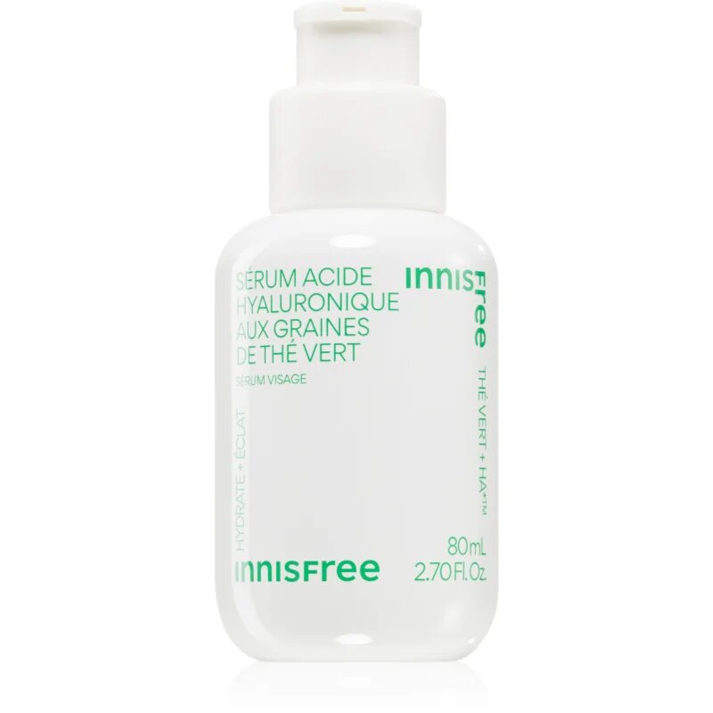 innisfree Green Tea Seed Hyaluronic Serum zklidňující pleťové sérum pro rozjasnění a hydrataci 80 ml