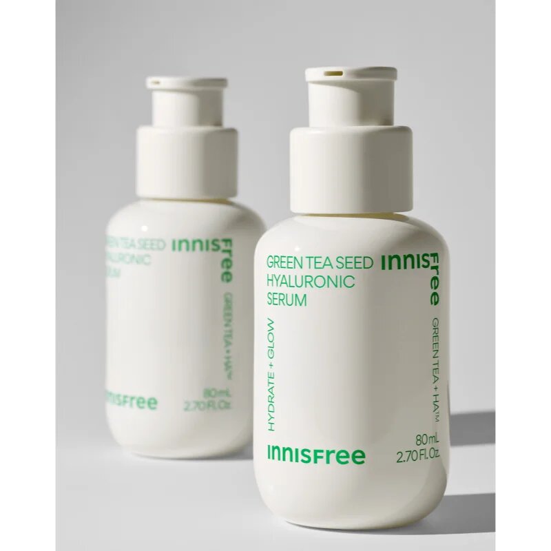 innisfree Green Tea Seed Hyaluronic Serum zklidňující pleťové sérum pro rozjasnění a hydrataci 80 ml