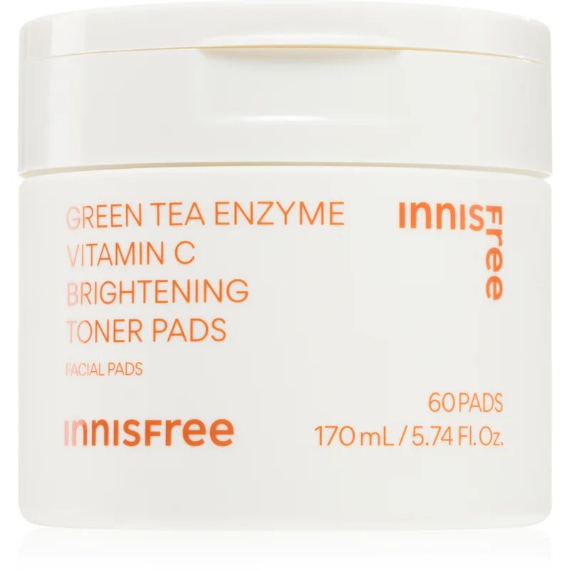 innisfree Green Tea Vitamin C Brightening Toner Pads tonizační polštářky pro rozjasnění a hydrataci 60 ks