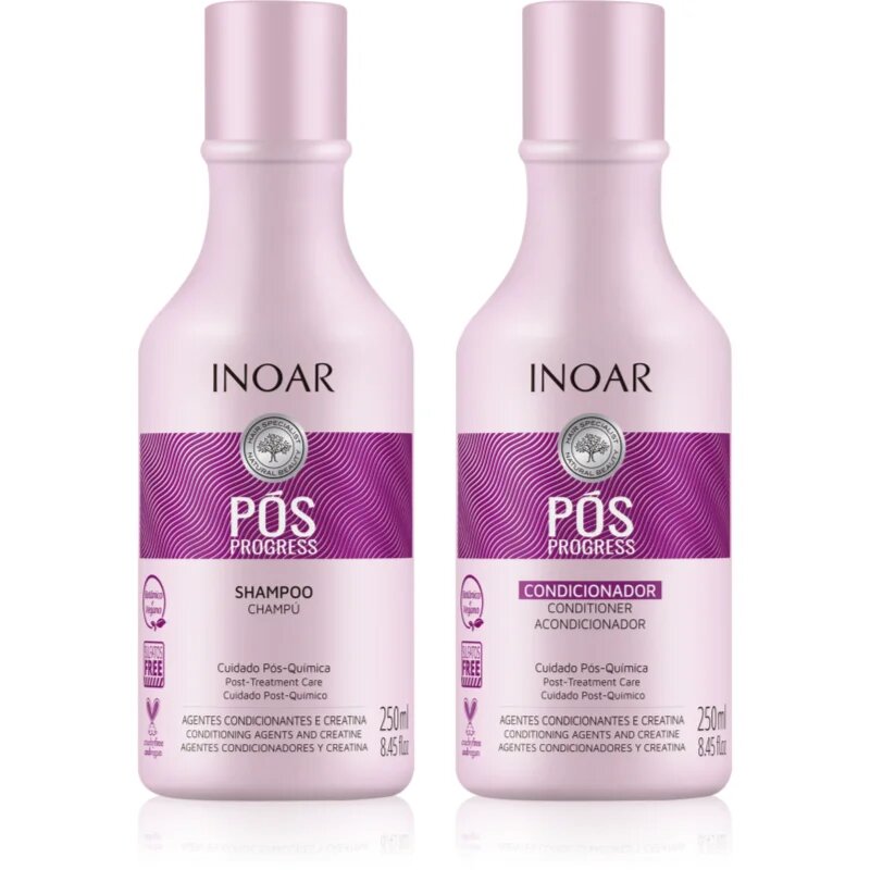 INOAR Pos Progress sada na vlasy po keratinovém narovnání a nanoplastice 2x250 ml