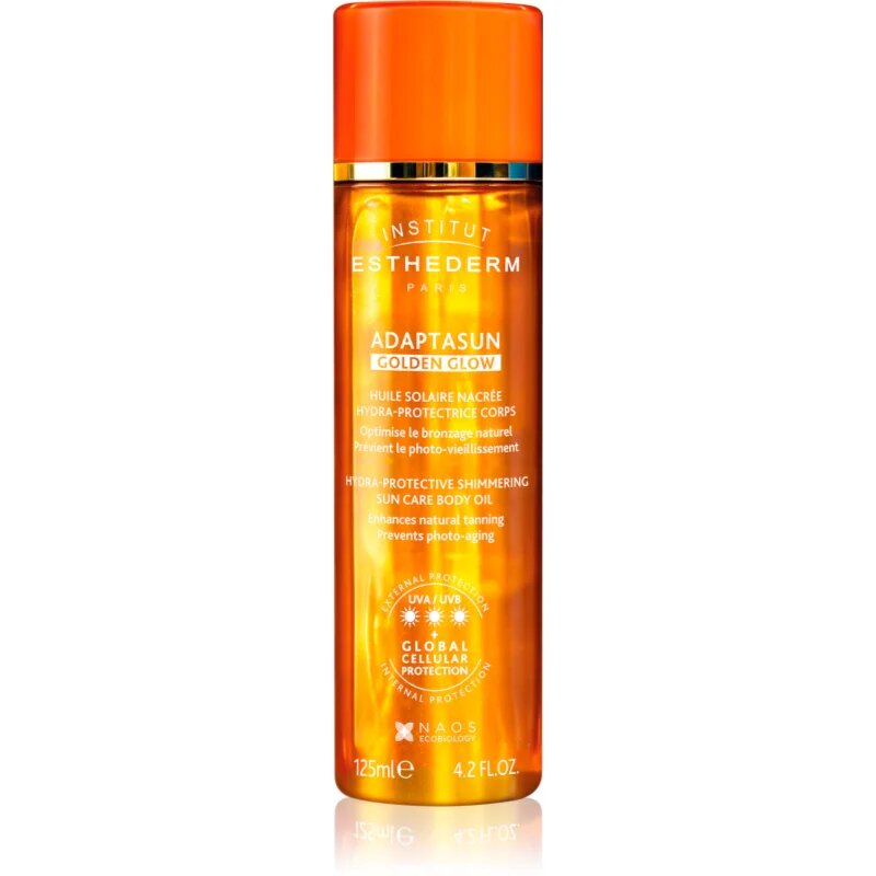 Institut Esthederm Adaptasun Golden Glow třpytivý olej s vysokou UV ochranou 125 ml