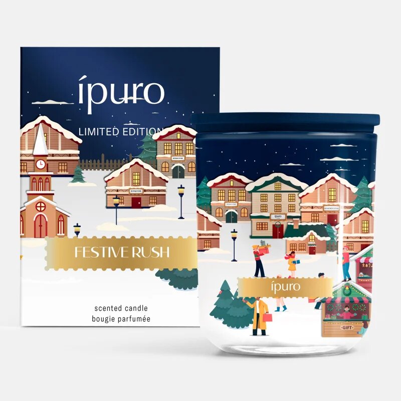 ípuro Christmas Town Festive Rush vonná svíčka s víkem 270 g