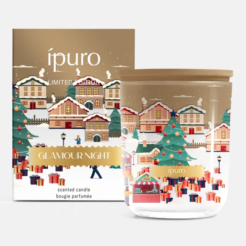 ípuro Christmas Town Glamour Night vonná svíčka s víkem 270 g