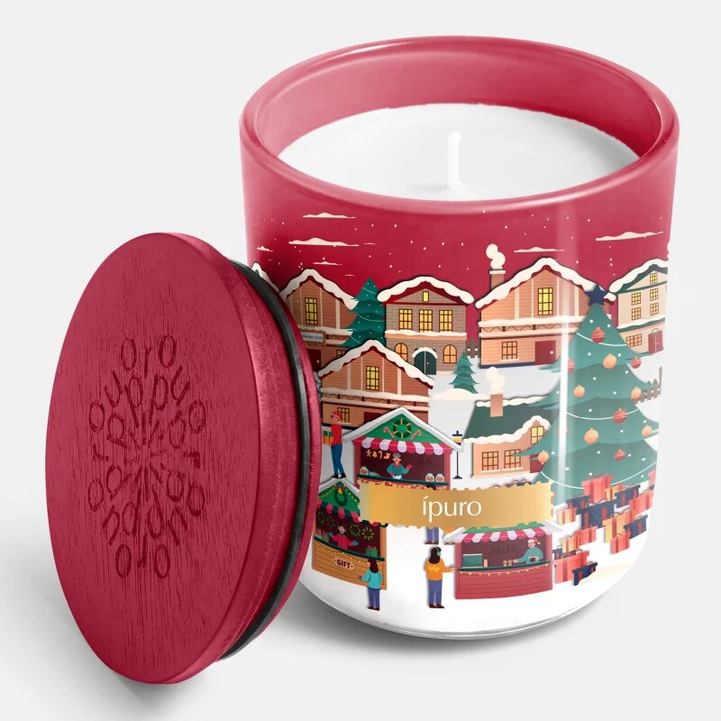 ípuro Christmas Town Velvet Almond vonná svíčka s víkem 270 g