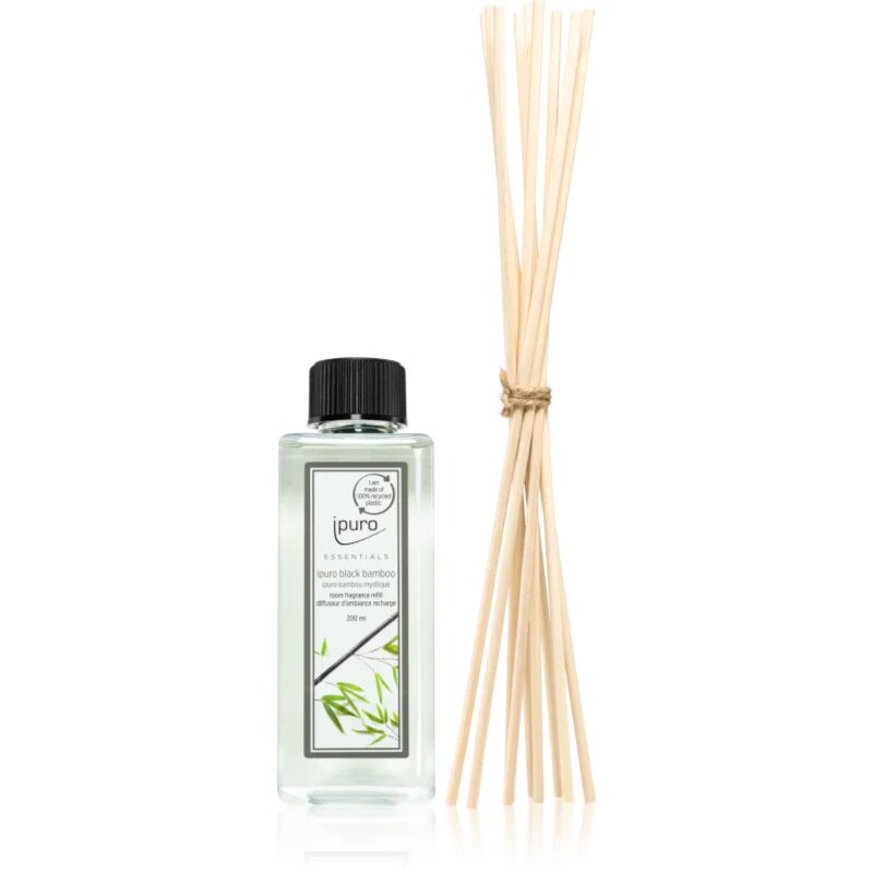 ípuro Essentials Black Bamboo náplň do aroma difuzérů + náhradní tyčinky do aroma difuzérů 200 ml