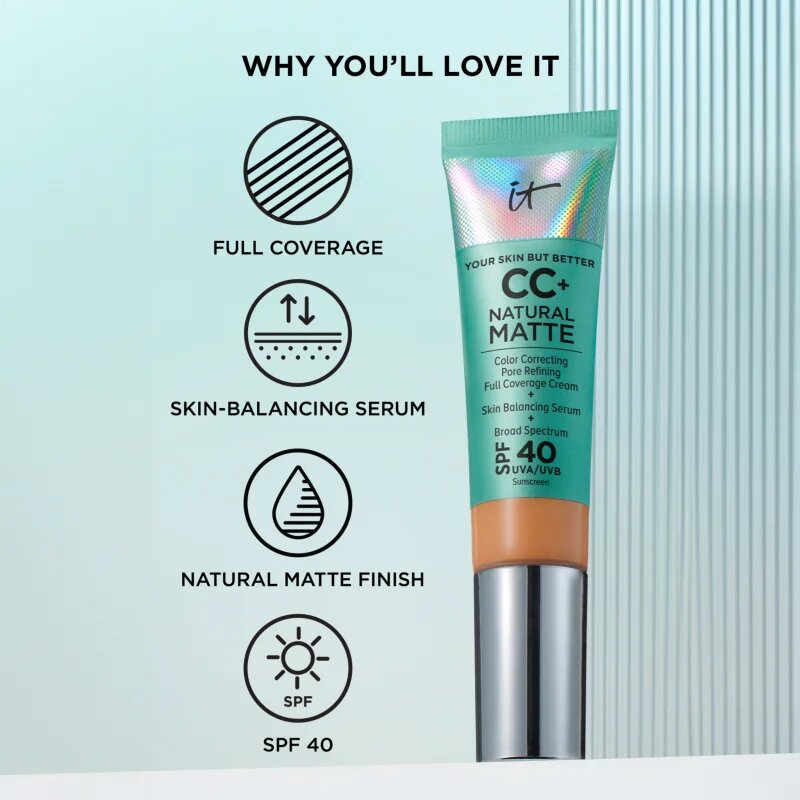 IT Cosmetics Your Skin But Better CC+ Natural Matte CC krém pro matný vzhled SPF 40 Medium Tan 32 ml