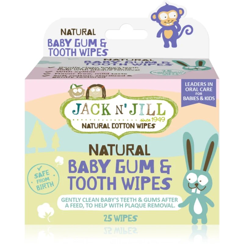 Jack N’ Jill Natural vlhčené ubrousky pro ochranu zubů a dásní 25 ks