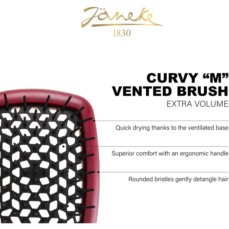 Janeke Curvy "M" Vented Brush plochý kartáč pro tepelnou úpravu vlasů 21 x 85 x 4 cm Green 1 ks