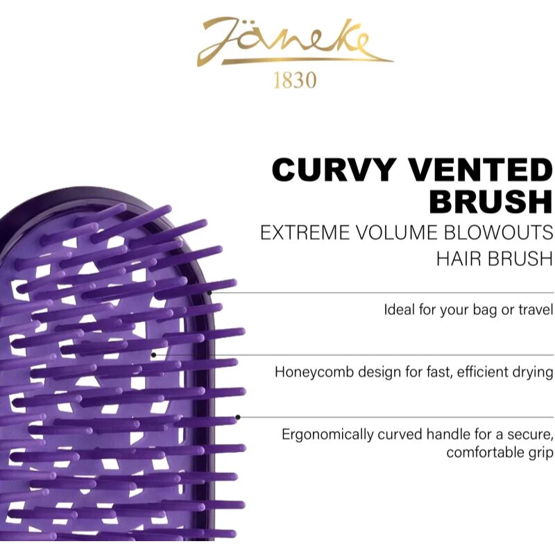Janeke Curvy Vented Brush plochý kartáč pro rychlejší foukanou 15x5 cm
