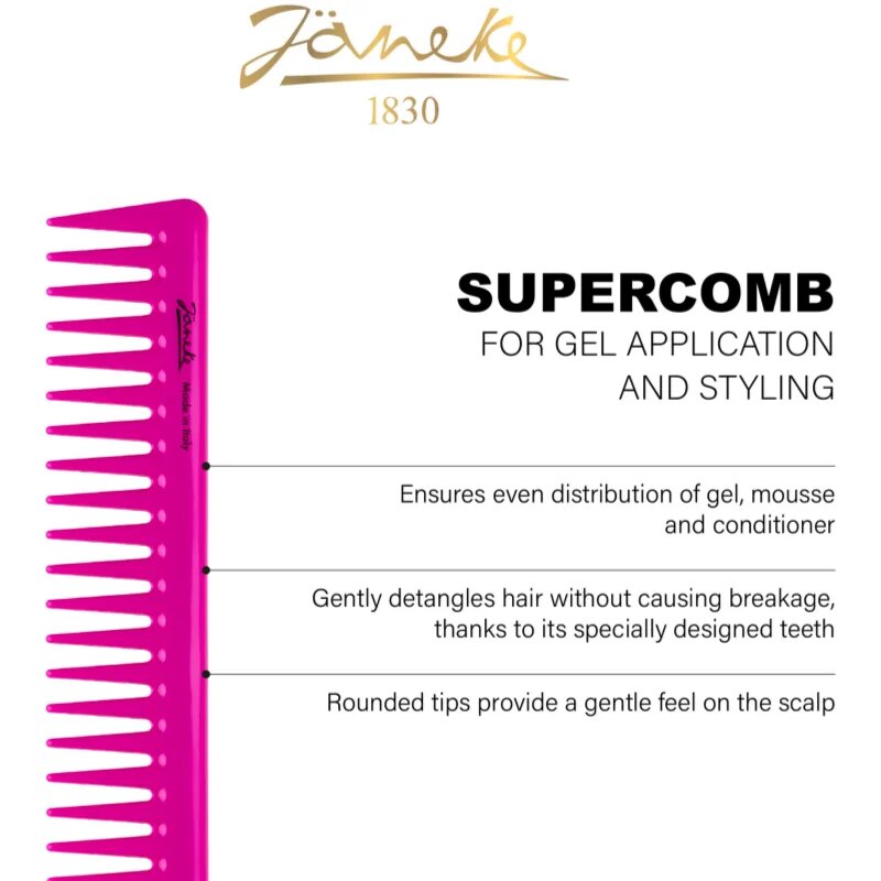 Janeke Supercomb For Gel Application and Styling hřeben k nanášení gelových produktů 1 ks