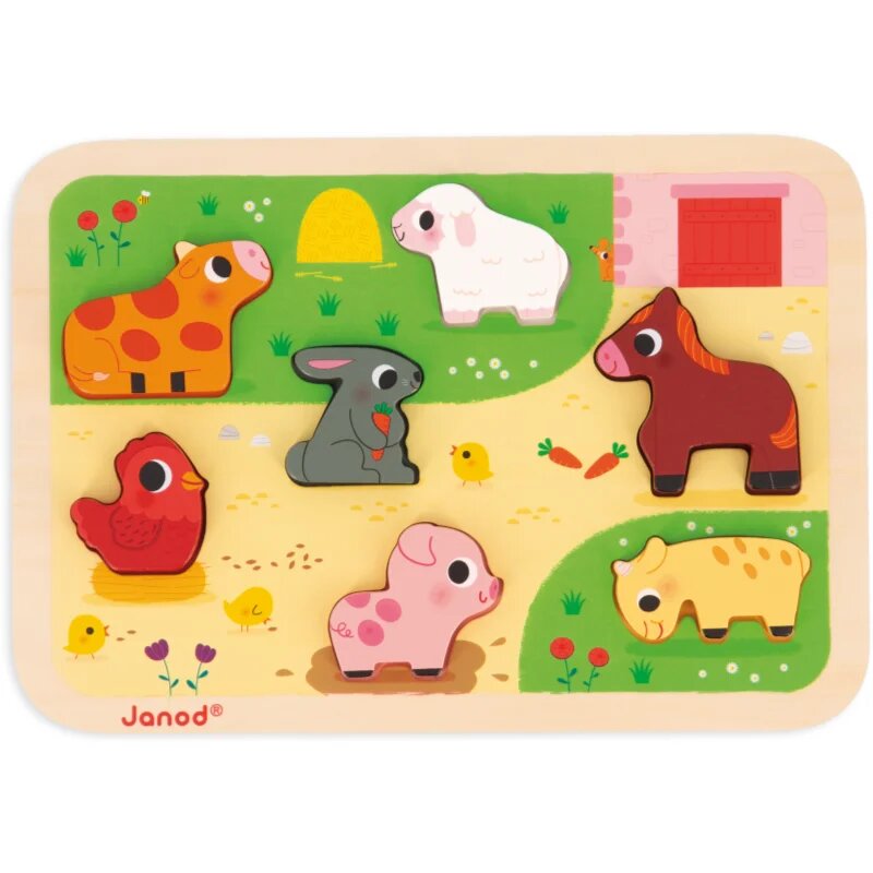 Janod Chunky Farm Puzzle aktivity vkládačka 18m+ 7 ks