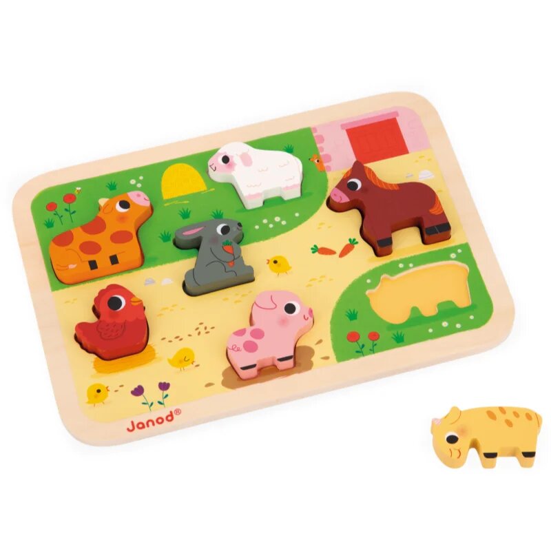 Janod Chunky Farm Puzzle aktivity vkládačka 18m+ 7 ks