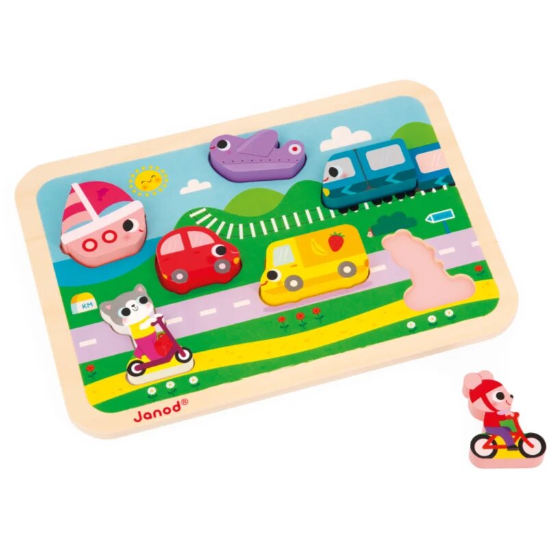 Janod Chunky Puzzle Vehicles aktivity vkládačka 18m+ 7 ks