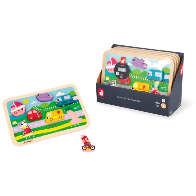 Janod Chunky Puzzle Vehicles aktivity vkládačka 18m+ 7 ks