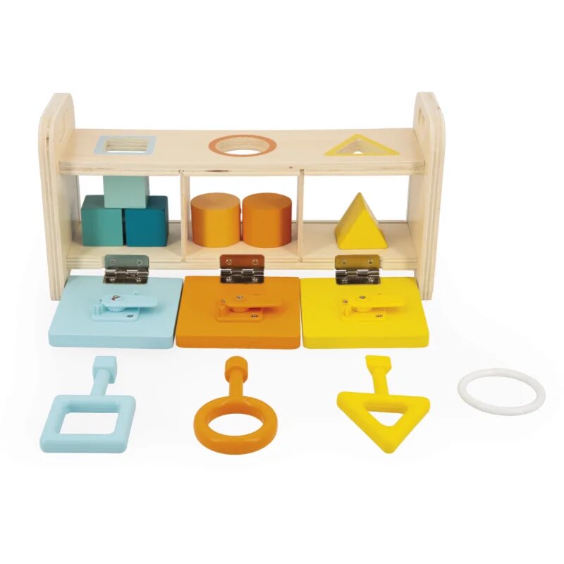 Janod Shape Sorter Box with Keys aktivity vkládačka 18m+ 1 ks