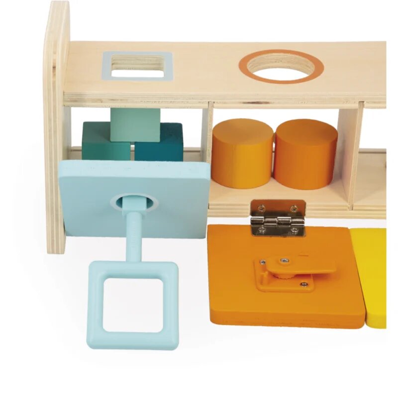 Janod Shape Sorter Box with Keys aktivity vkládačka 18m+ 1 ks