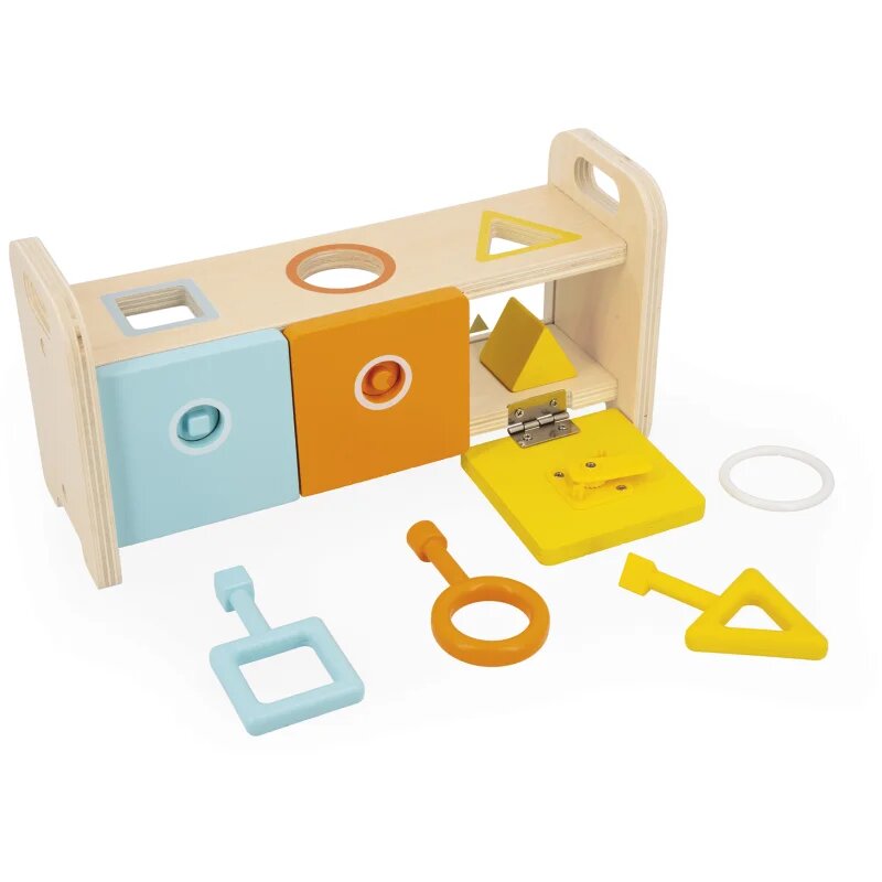 Janod Shape Sorter Box with Keys aktivity vkládačka 18m+ 1 ks