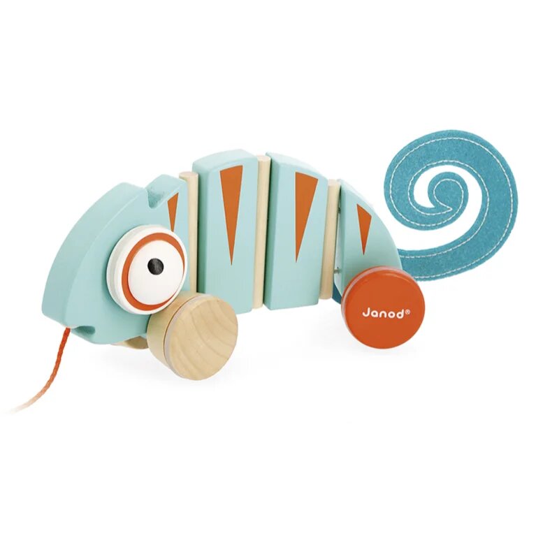 Janod Tropik Pull-Along Chameleon tahací hračka 12m+ 1 ks