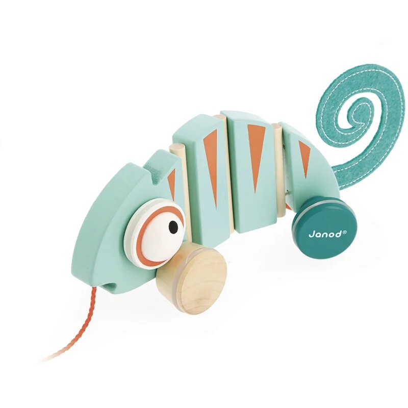 Janod Tropik Pull-Along Chameleon tahací hračka 12m+ 1 ks