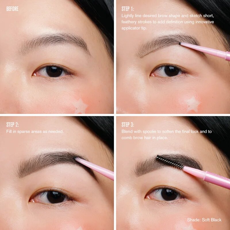 Jeffree Star Cosmetics Brow Designer Pencil precizní tužka na obočí odstín Soft Black 0.15 g