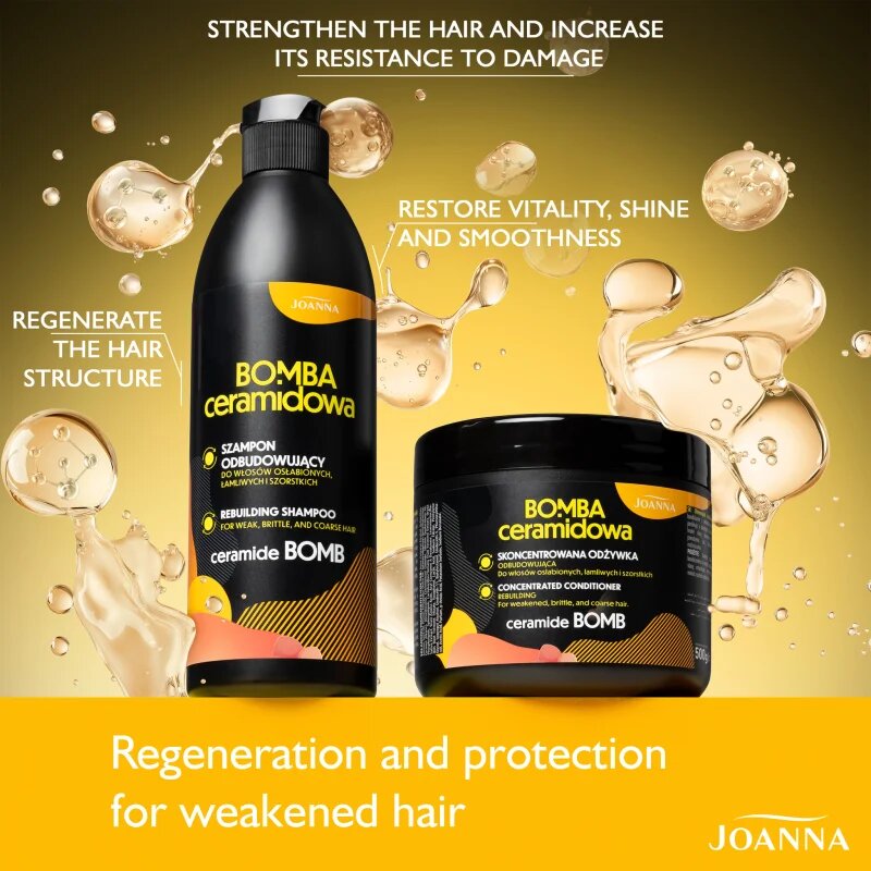 Joanna Ceramide Bomb Rebuilding Shampoo regenerační šampon pro lámavé a namáhané vlasy 500 ml
