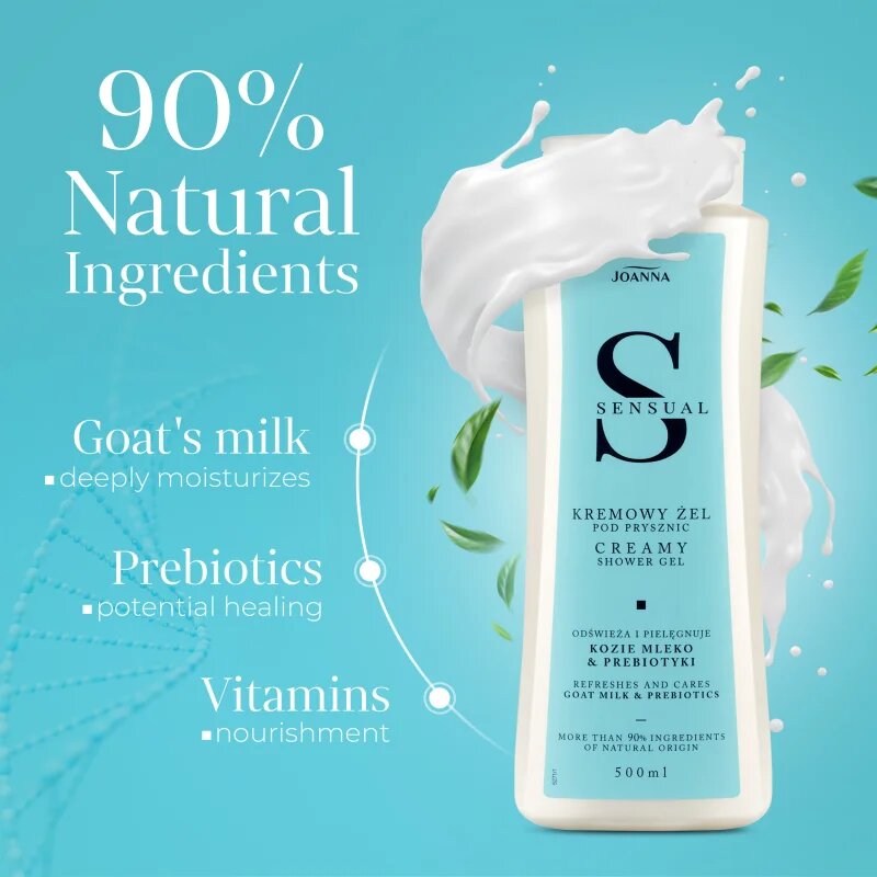 Joanna Sensual Creamy Shower Gel sprchový gel Goat Milk & Prebiotics 500 ml