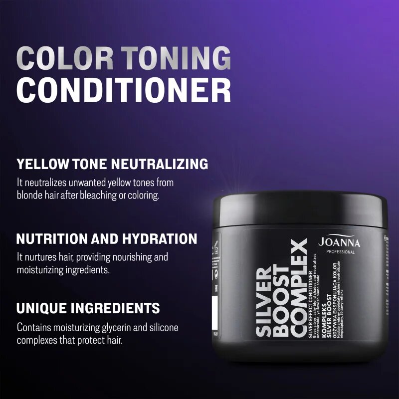 Joanna Silver Boost Complex fialový kondicionér neutralizující žluté tóny 500 g