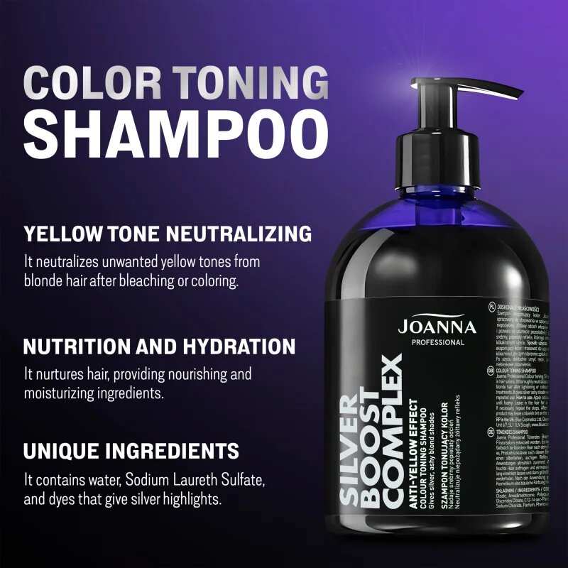 Joanna Silver Boost Complex fialový šampon neutralizující žluté tóny 500 g