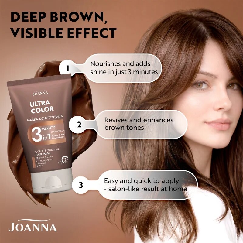 Joanna Ultra Color Brown Shades 3 Minutes maska na vlasy pro hnědé odstíny vlasů 100 g