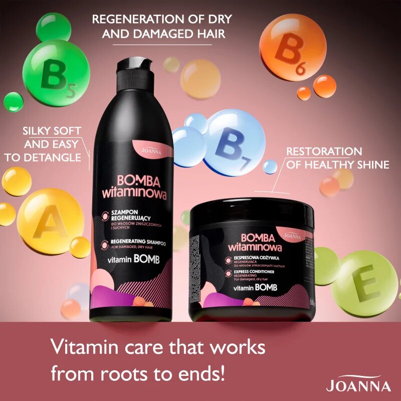 Joanna Vitamin Bomb Regenerating Shampoo regenerační šampon pro suché a poškozené vlasy 500 ml