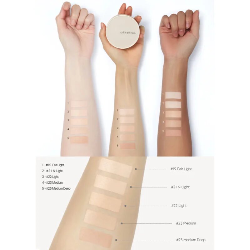 JUNG SAEM MOOL Skin Nuder Cover Layer Cushion hydratační make-up v houbičce + náhradní náplň odstín Medium Deep 2x14 g