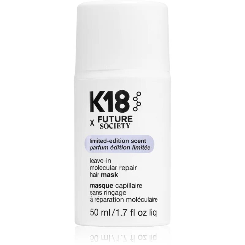 K18 Future x Society Leave-in Molecular Repair Hair Mask intenzivní obnovující maska pro odbarvené barvené a chemicky ošetřené vlasy 50 ml