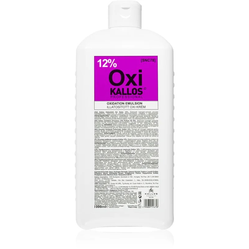 Kallos Classic Oxi krémový peroxid 12% pro profesionální použití 1000 ml