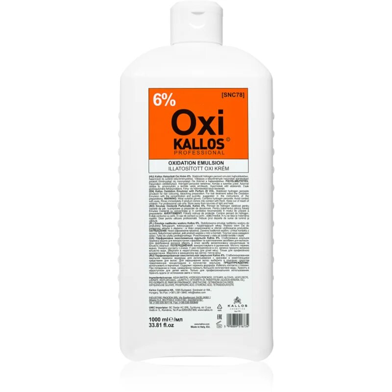 Kallos Classic Oxi krémový peroxid 6% pro profesionální použití 1000 ml