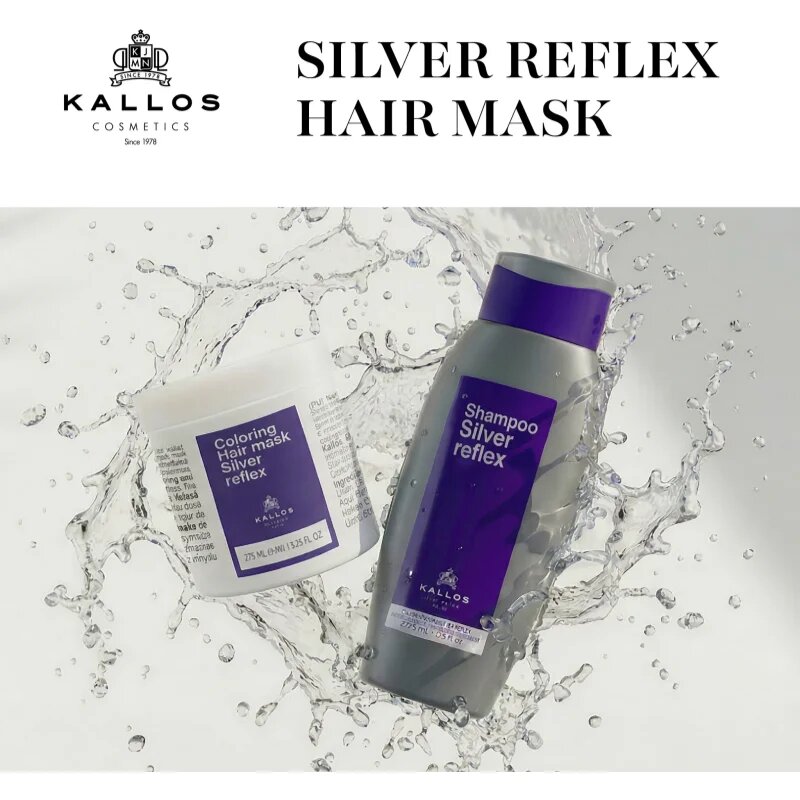 Kallos Coloring Hair Mask Silver Reflex maska na vlasy neutralizující žluté tóny 1000 ml