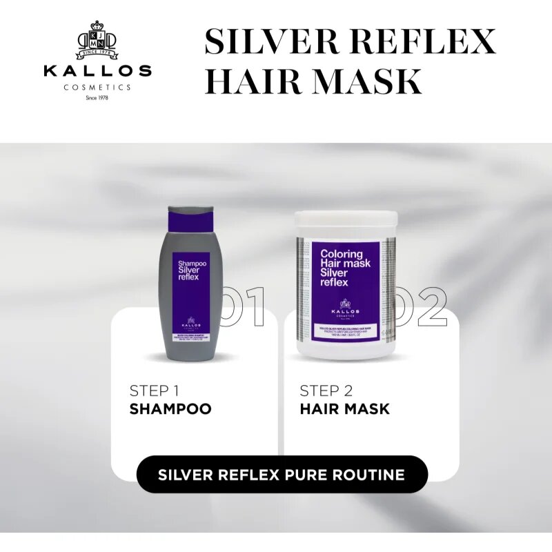 Kallos Coloring Hair Mask Silver Reflex maska na vlasy neutralizující žluté tóny 275 ml
