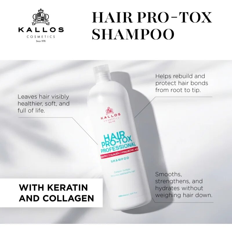 Kallos Hair Pro-Tox šampon s keratinem pro suché a poškozené vlasy 500 ml