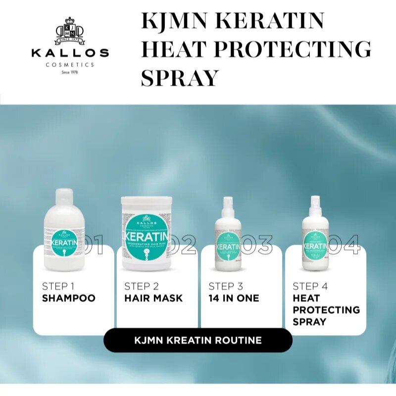 Kallos KJMN Keratin ochranný sprej pro tepelnou úpravu vlasů 200 ml