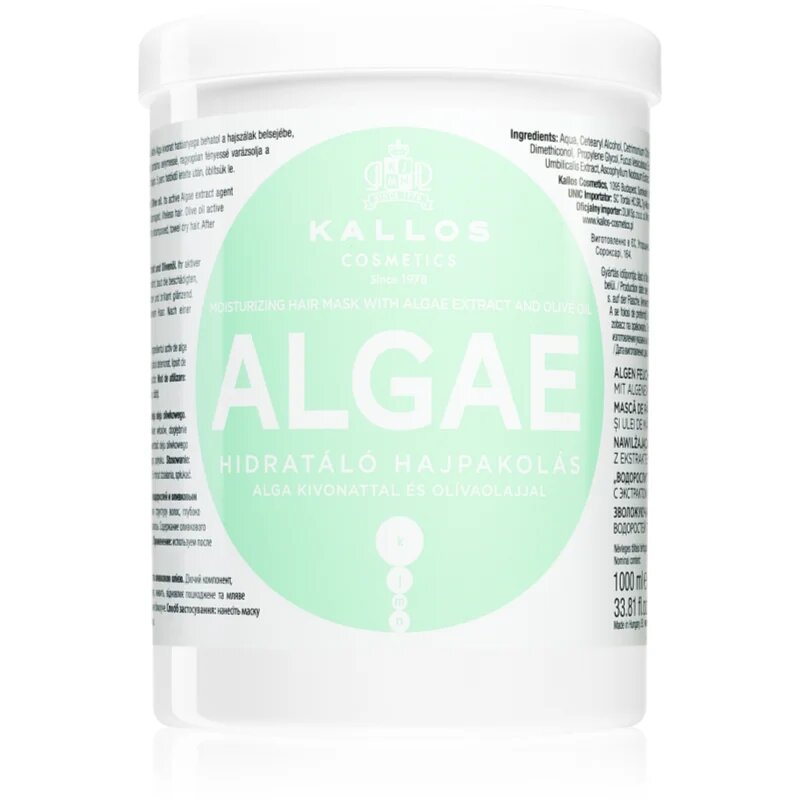 Kallos KJMN Professional Algae hydratační maska s výtažkem z řas a olivovým olejem 1000 ml