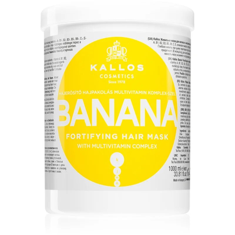 Kallos KJMN Professional Banana posilující maska s multivitamínovým komplexem 1000 ml