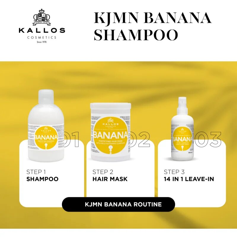 Kallos KJMN Professional Banana posilující šampon s multivitamínovým komplexem 1000 ml
