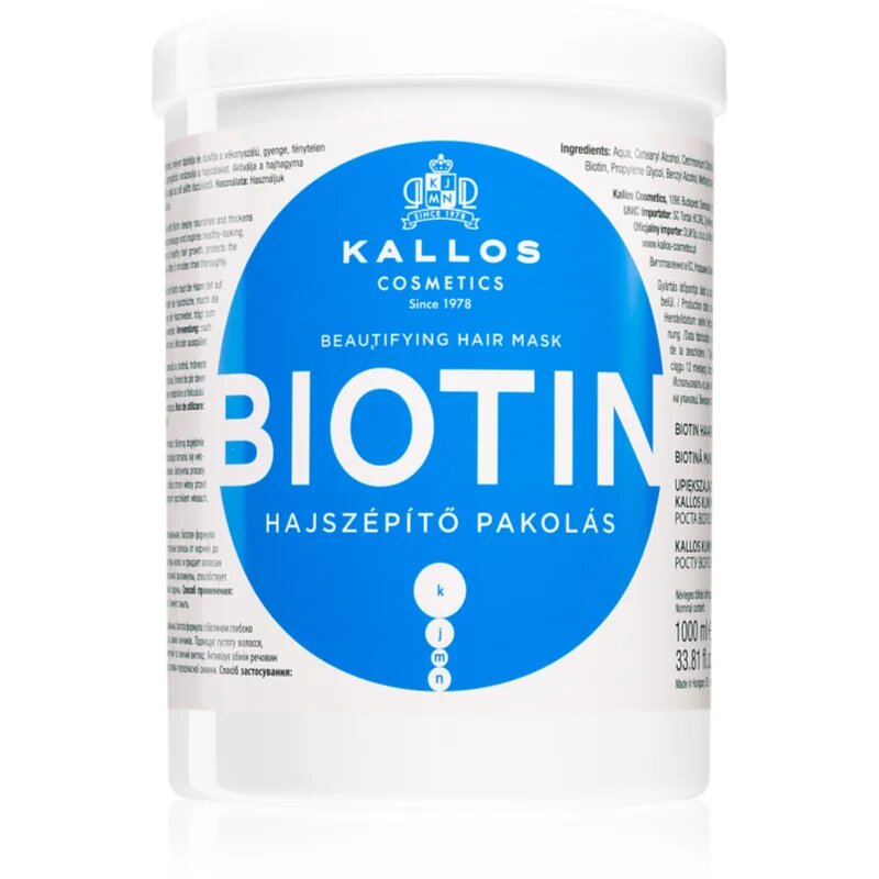 Kallos KJMN Professional Biotin maska pro tenké slabé a lámavé vlasy 1000 ml