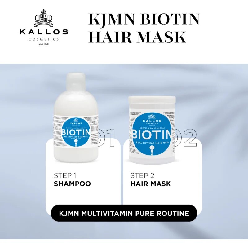 Kallos KJMN Professional Biotin maska pro tenké slabé a lámavé vlasy 1000 ml