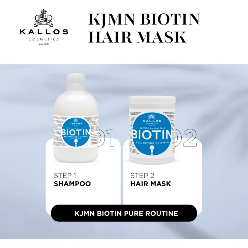 Kallos KJMN Professional Biotin maska pro tenké slabé a lámavé vlasy 1000 ml