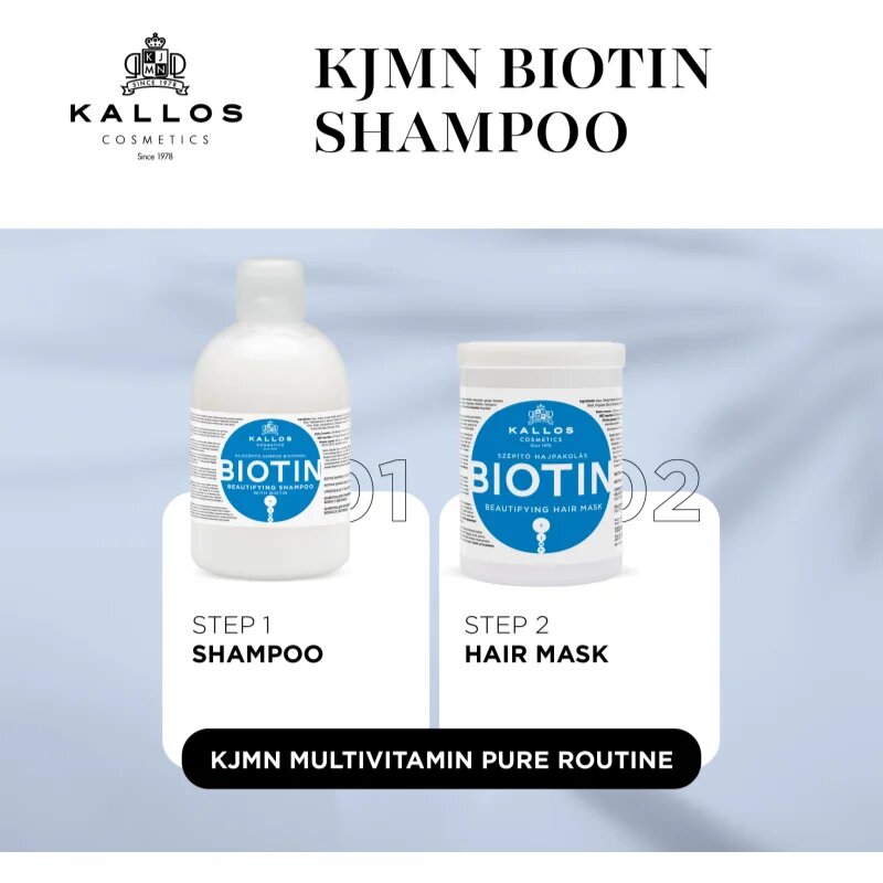 Kallos KJMN Professional Biotin šampon pro tenké slabé a lámavé vlasy 1000 ml