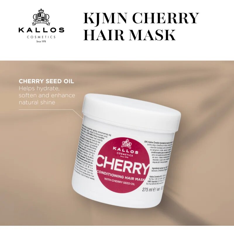 Kallos KJMN Professional Cherry hydratační maska pro poškozené vlasy 1000 ml