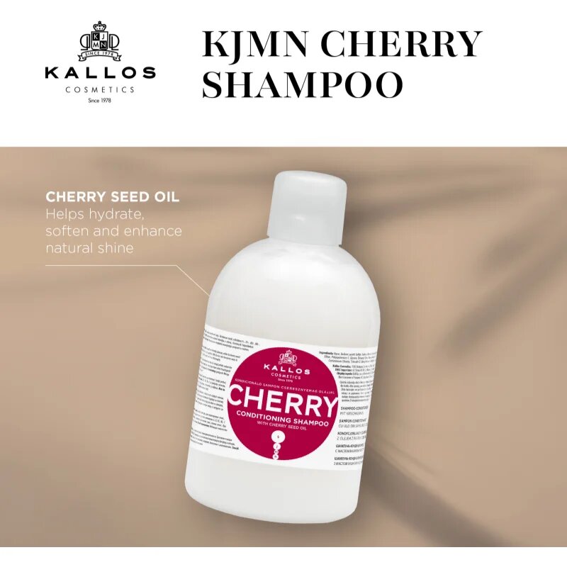 Kallos KJMN Professional Cherry hydratační šampon pro suché a poškozené vlasy 1000 ml